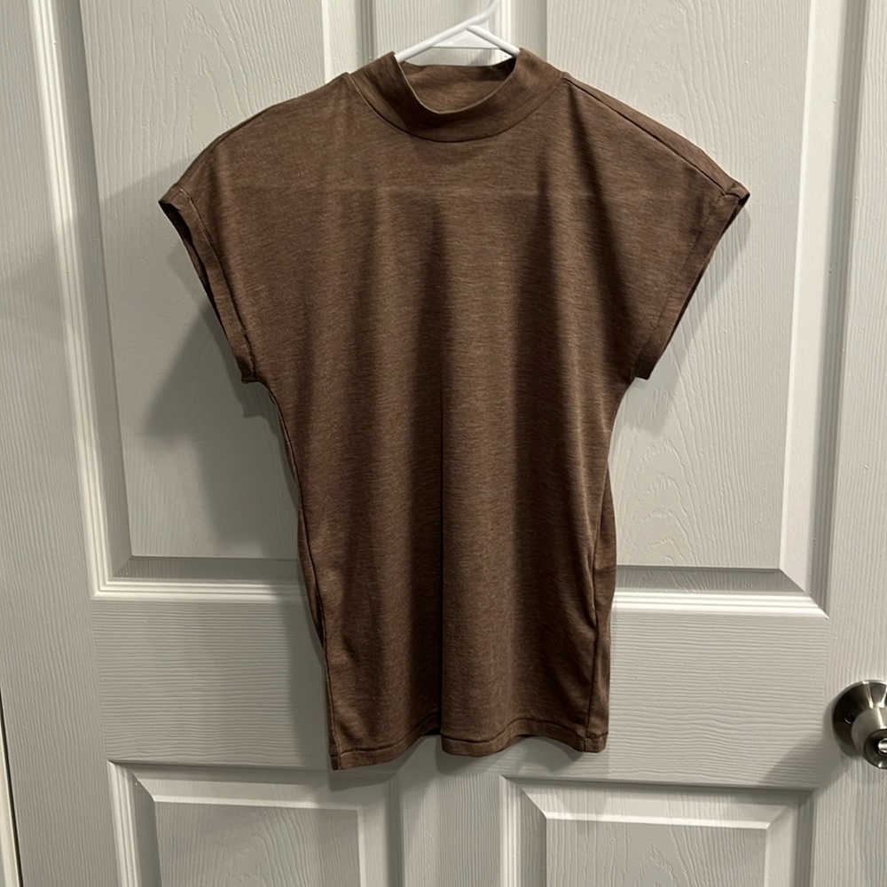 Madewell Semi-sheer brown mockneck tee S